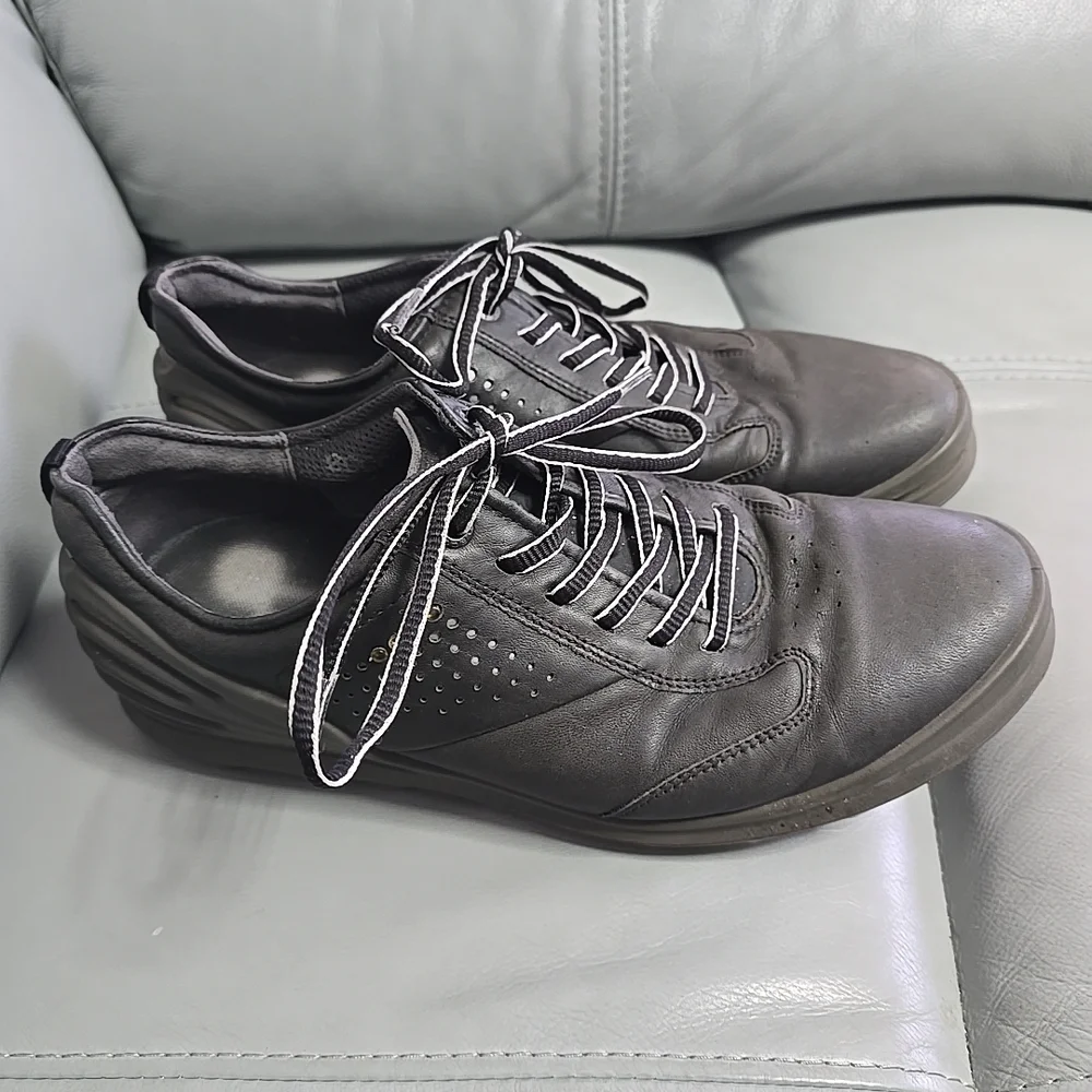 Ecco Cage Pro Hydromax Black Leather Spikeless Golf Shoes Men's Size‎ 42/8-8.5